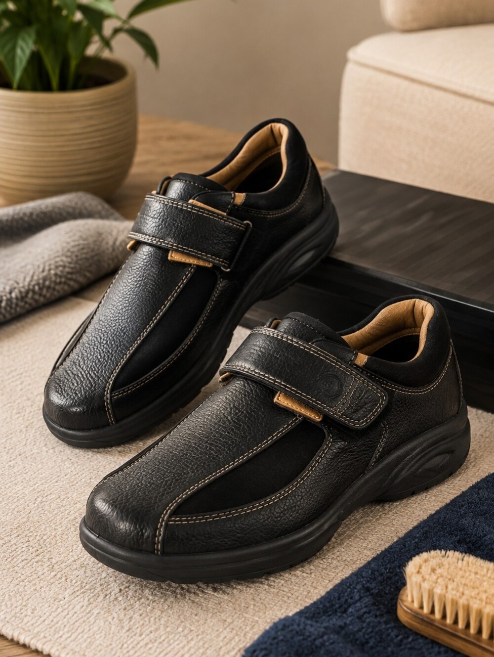Dr. Comfort Douglas Men’s 12W Black Leather Therapeutic Comfort Shoes 6610